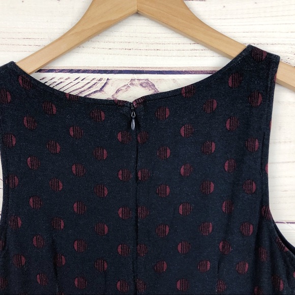 LOFT Navy & Maroon Polka Dot Summer Dress M - Picture 4 of 7